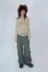PLEATED MESH EXPOSED SEAMS TOPS -BEIGE- *Last1